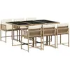 vidaXL Ensemble à manger de jardin et coussins 7 pcs beige poly rotin