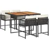 vidaXL Ensemble à manger de jardin coussins 5pcs Noir Résine tressée