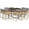 vidaXL Ensemble à manger de jardin et coussins 9 pcs mélange beige