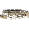 vidaXL Ensemble à manger de jardin coussins 13 pcs mélange beige rotin