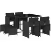 vidaXL Ensemble à manger de jardin 9pcs coussins noir résine tressée