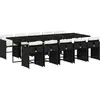 vidaXL Ensemble à manger de jardin 11 pcs coussins noir résine tressée