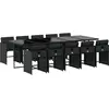 vidaXL Ensemble à manger de jardin 11 pcs coussins noir résine tressée