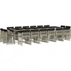 vidaXL Ensemble à manger de jardin et coussins 17 pcs gris clair rotin