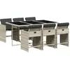 vidaXL Ensemble à manger de jardin et coussins 7 pcs gris clair rotin