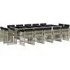 vidaXL Ensemble à manger de jardin et coussins 15 pcs gris clair rotin