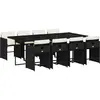 vidaXL Ensemble à manger de jardin 9pcs coussins noir résine tressée
