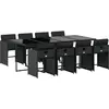 vidaXL Ensemble à manger de jardin 9pcs coussins noir résine tressée
