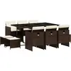 vidaXL Ensemble à manger de jardin et coussins 11 pcs marron rotin