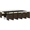 vidaXL Ensemble à manger de jardin et coussins 11 pcs marron rotin