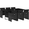 vidaXL Ensemble à manger de jardin coussins 7pcs Noir Résine tressée