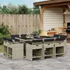 vidaXL Ensemble à manger de jardin 11pcs avec coussins gris poly rotin