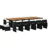 vidaXL Ensemble à manger de jardin 15 pcs coussins noir résine tressée