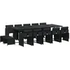 vidaXL Ensemble à manger de jardin 15 pcs coussins noir résine tressée