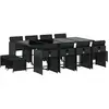 vidaXL Ensemble à manger de jardin 13 pcs coussins noir résine tressée