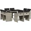 vidaXL Ensemble à manger de jardin et coussins 9 pcs gris clair rotin