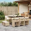 vidaXL Ensemble à manger de jardin et coussins 11 pcs beige poly rotin