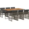 vidaXL Ensemble à manger de jardin et coussins 7 pcs gris rotin