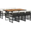 vidaXL Ensemble à manger de jardin coussins 7 pcs noir résine tressée