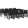vidaXL Ensemble à manger de jardin 9pcs coussins noir résine tressée
