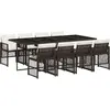 vidaXL Ensemble à manger de jardin et coussins 9 pcs marron poly rotin