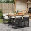 vidaXL Ensemble à manger de jardin coussins 5pcs noir résine tressée