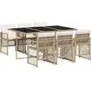 vidaXL Ensemble à manger de jardin et coussins 7 pcs beige poly rotin