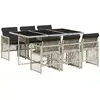 vidaXL Ensemble à manger de jardin et coussins 7 pcs gris clair rotin