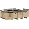 vidaXL Ensemble à manger de jardin et coussins 11 pcs mélange beige