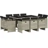 vidaXL Ensemble à manger de jardin 11pcs avec coussins gris poly rotin