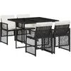 vidaXL Ensemble à manger de jardin coussins 5pcs noir résine tressée