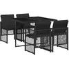 vidaXL Ensemble à manger de jardin coussins 5pcs noir résine tressée