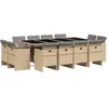 vidaXL Ensemble à manger de jardin coussins 13 pcs mélange beige rotin