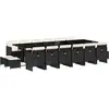 vidaXL Ensemble à manger de jardin 17 pcs coussins noir résine tressée