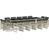vidaXL Ensemble à manger de jardin et coussins 15 pcs gris clair rotin