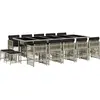 vidaXL Ensemble à manger de jardin et coussins 15 pcs gris clair rotin