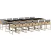 vidaXL Ensemble à manger de jardin coussins 13 pcs mélange beige rotin