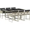 vidaXL Ensemble à manger de jardin et coussins 7 pcs gris clair rotin