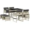 vidaXL Ensemble à manger de jardin et coussins 9 pcs gris clair rotin