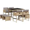 vidaXL Ensemble à manger de jardin et coussins 9 pcs mélange beige