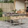 vidaXL Ensemble à manger de jardin coussins 5 pcs mélange beige rotin