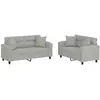 vidaXL Ensemble de canapés 2 pcs coussins Gris clair Tissu microfibre