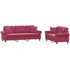 vidaXL Ensemble de canapés 2 pcs avec coussins rouge bordeaux velours