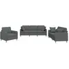 vidaXL Ensemble de canapés 3 pcs coussins gris foncé tissu