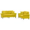 vidaXL Ensemble de canapés 3 pcs avec coussins Jaune Velours
