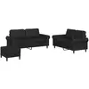 vidaXL Ensemble de canapés 3 pcs avec coussins Noir Similicuir