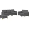vidaXL Ensemble de canapés 3 pcs coussins gris foncé tissu