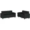 vidaXL Ensemble de canapés 2 pcs avec coussins Noir Similicuir