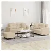vidaXL Ensemble de canapés 3 pcs avec coussins Crème Tissu microfibre
