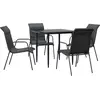 vidaXL Ensemble à manger de jardin 5 pcs noir textilène et acier